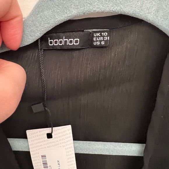 NWT tie detail eyelash lace trim top in black - Picture 6 of 7